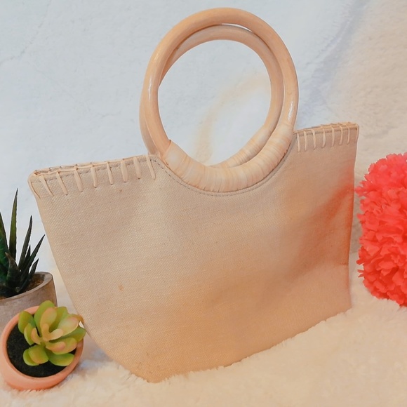 Fossil Vintage Canvas Wood Handle Summer Bag - Picture 3 of 7